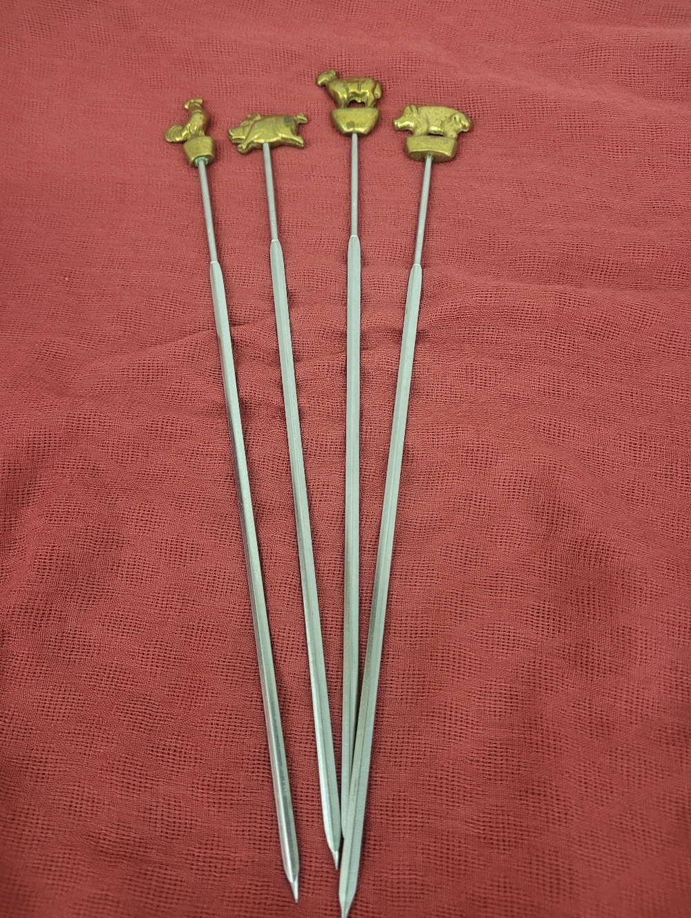 Rostfrei Stainless Steel 12" Skewers With Brass Animals